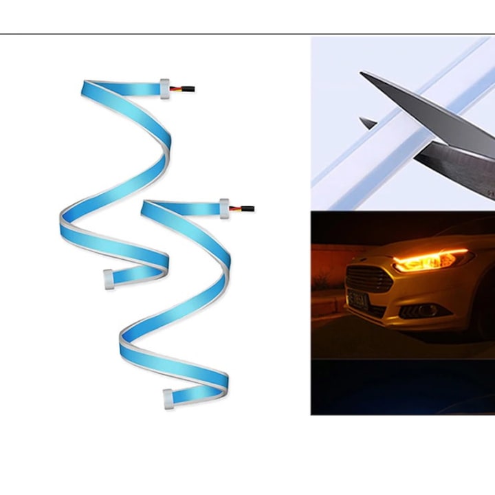 LED Диодни Дневни светлини RXZ Amio DRL+Turn light Car Light с функция бягащ мигач-45см