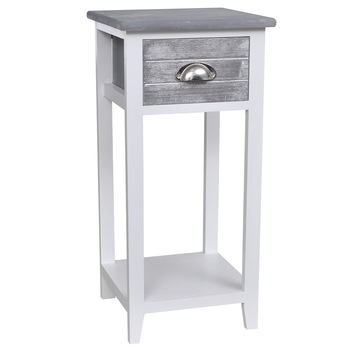 Noptiera pentru telefon cu 1 sertar, vidaXL, gri/alb, 30 x 30 x 63 cm Noptiera pentru telefon cu 1 sertar, vidaXL, gri/alb, 30 x 30 x 63 cm