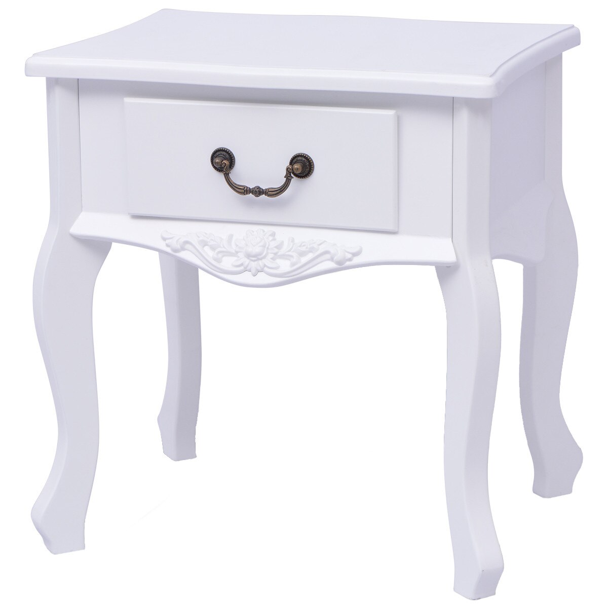 Noptiera cu sertar din MDF, vidaXL, alb, 43 x 33 x 45,5 cm