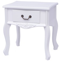 Noptiera cu sertar din MDF, vidaXL, alb, 43 x 33 x 45,5 cm