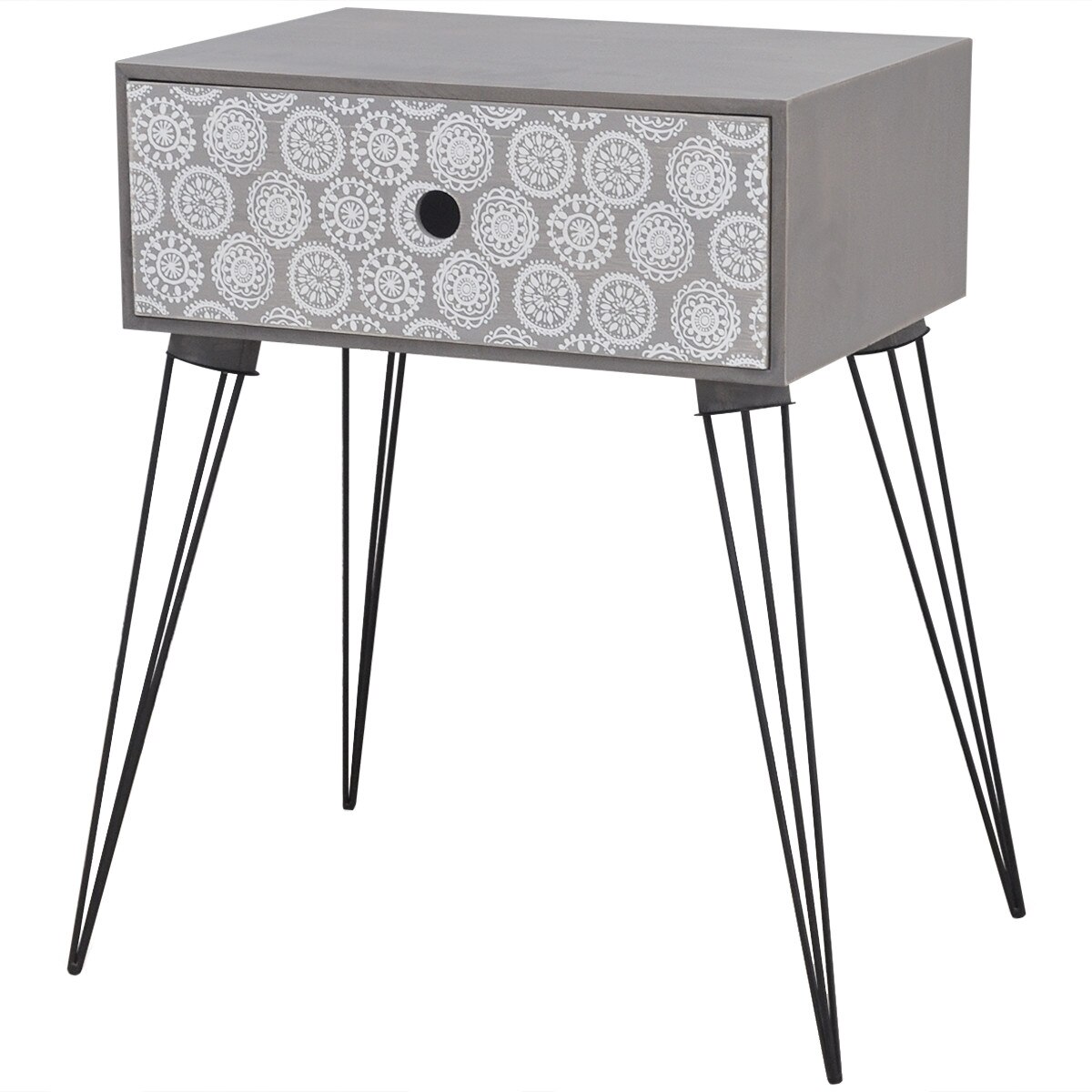 Noptiera cu 1 sertar, vidaXL, gri, 44 x 30,5 x 57,5 cm