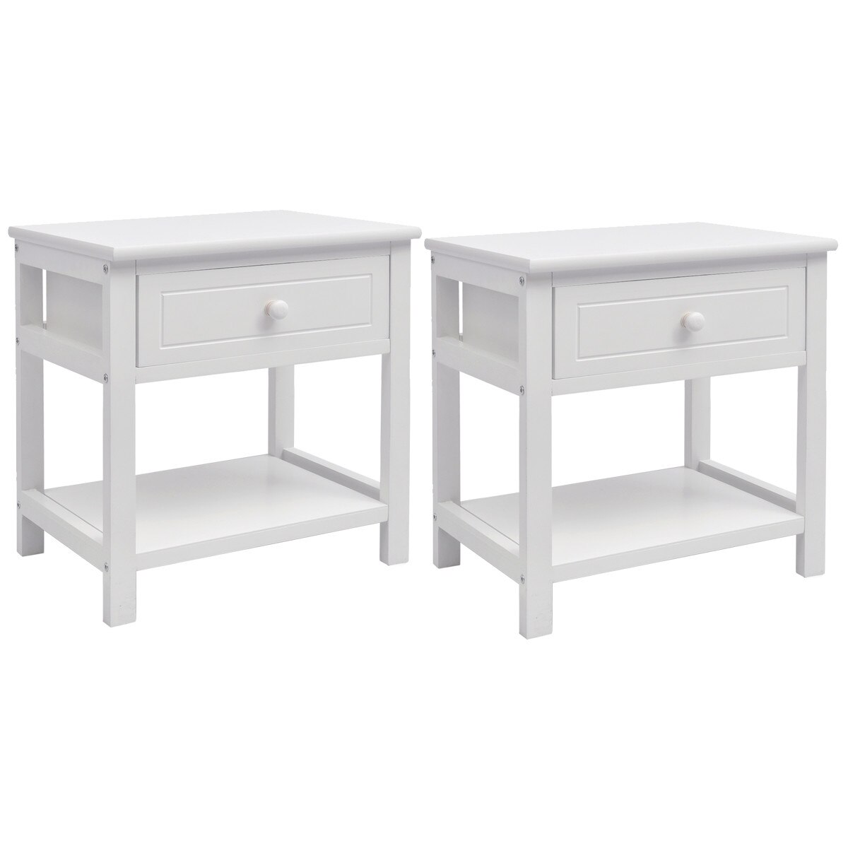 Set de 2 noptiere din lemn, vidaXL, alb, 40 x 29 x 42 cm