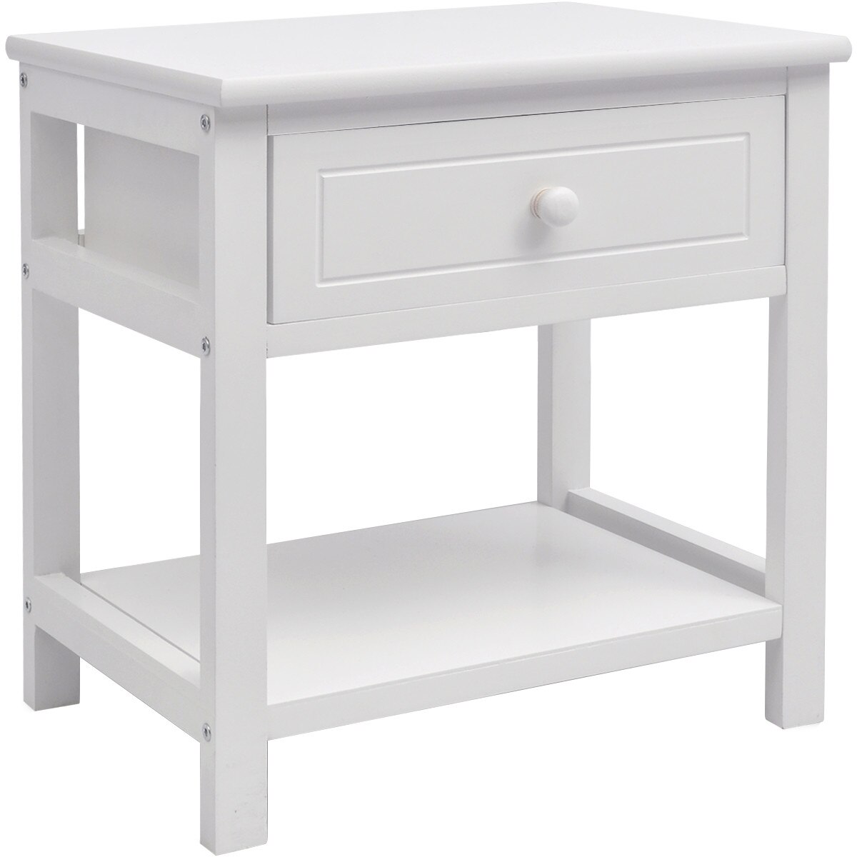 Noptiera din lemn, cu 1 sertar, vidaXL, alb, 40 x 29 x 42 cm