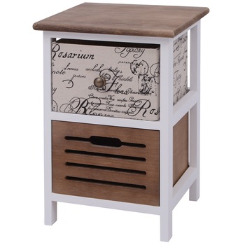 Noptiera din lemn, vidaXL, maro cu alb, 30 x 28 x 46 cm Noptiera din lemn, vidaXL, maro cu alb, 30 x 28 x 46 cm