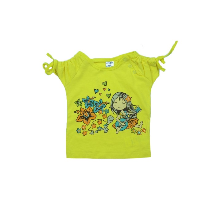 Tricou cu maneca scurta pentru fete Wendee BV10500286G-80, Galben 80 CM