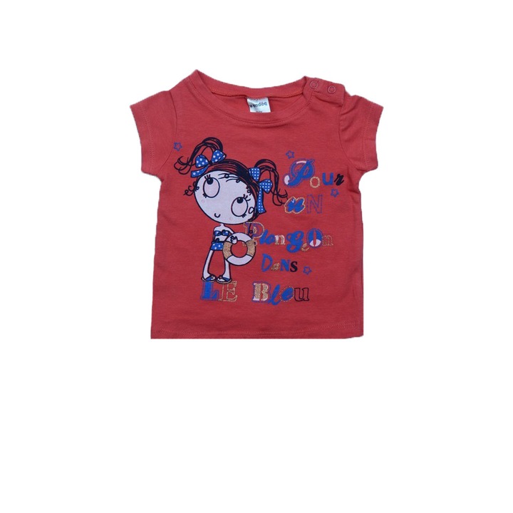 Tricou cu maneca scurta pentru fete Wendee DY102194R-74, Rosu 19485