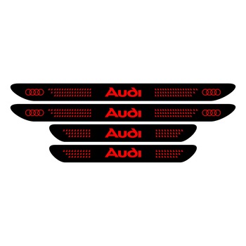 Set stickere praguri Audi, negru - rosu, sticker decorativ Set stickere praguri Audi, negru - rosu, sticker decorativ