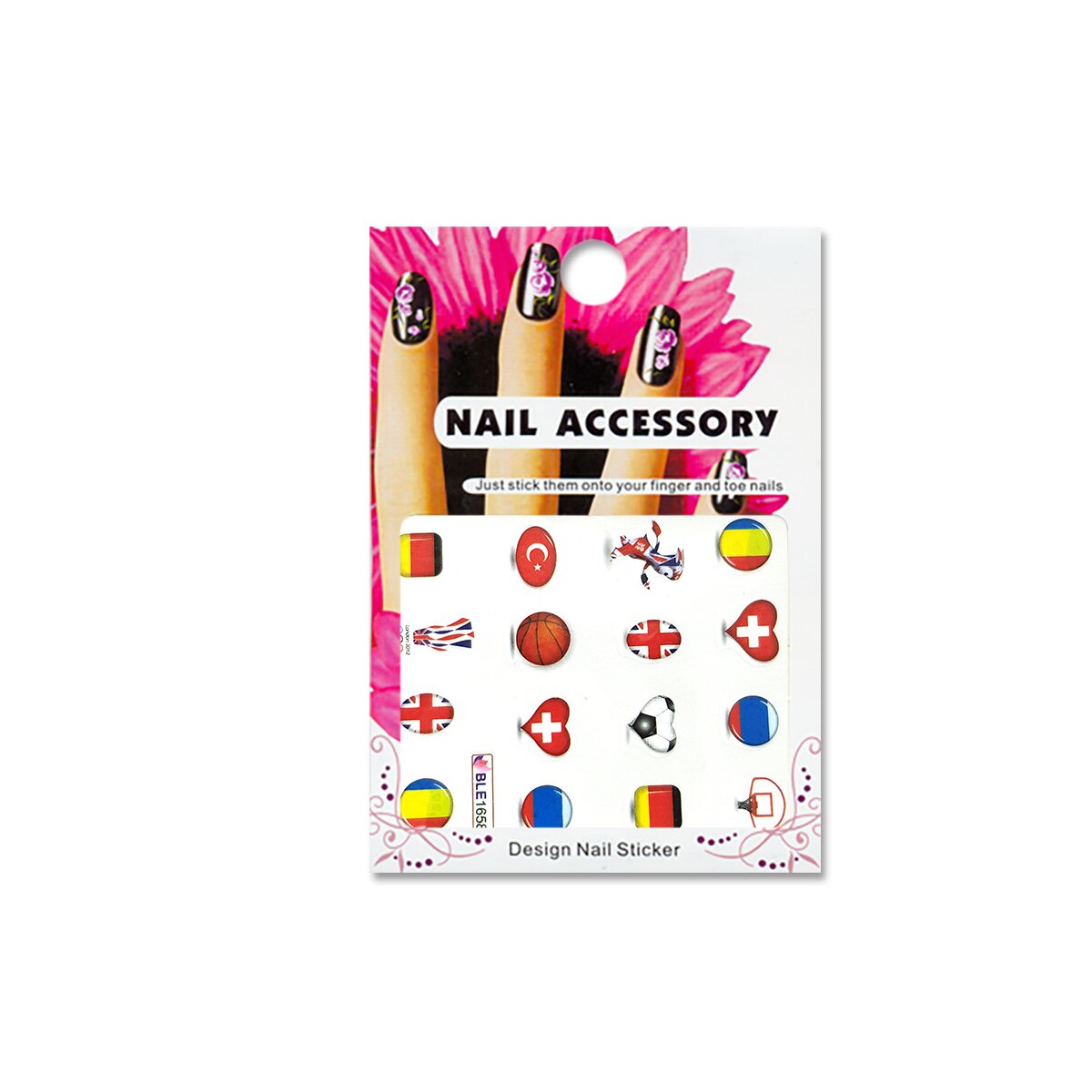 Tatuaj sticker cu efect acrilic pentru decor unghii BLE1658, MoonbasaNails, Multicolor