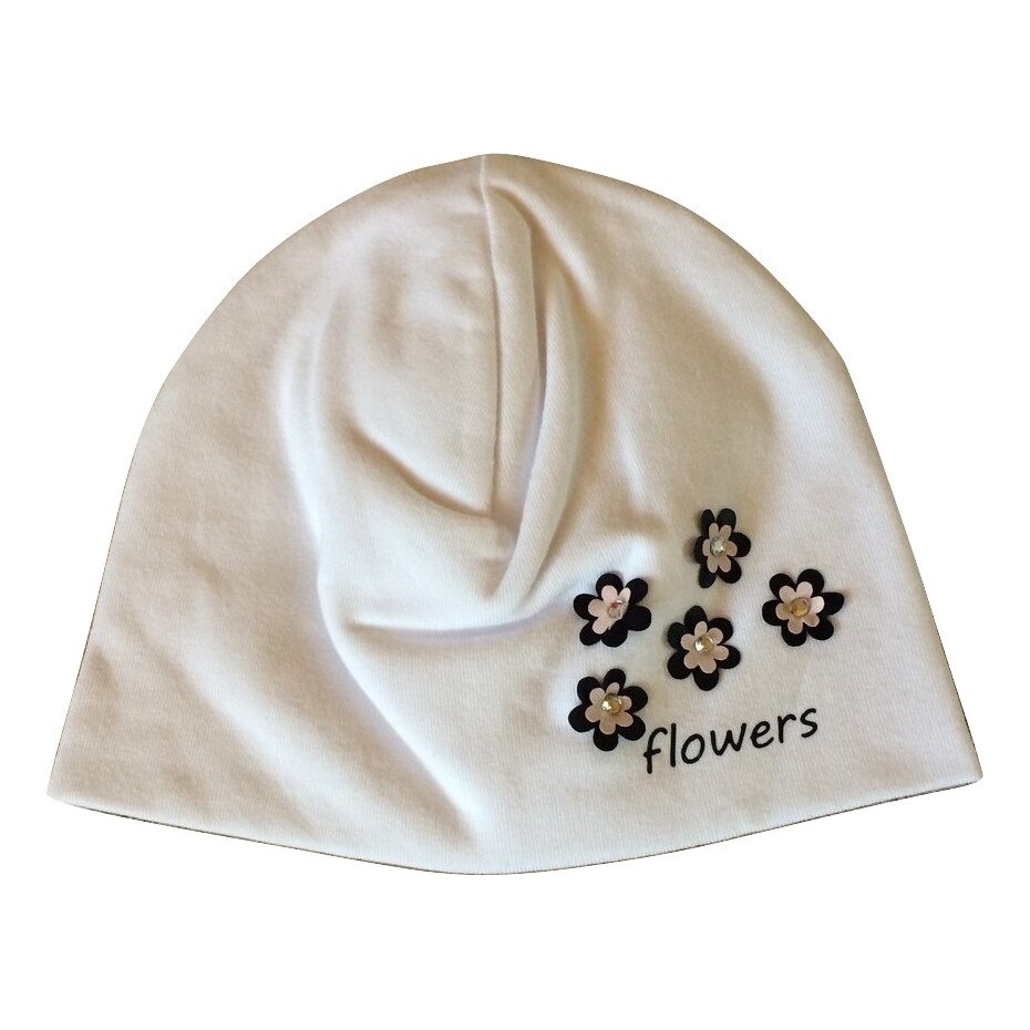 Caciulita fetite Marika,model Mini Flowers,alb,marimea 42 cm
