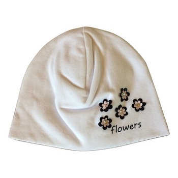 Caciulita fetite Marika,model Mini Flowers,alb,marimea 42 cm Caciulita fetite Marika,model Mini Flowers,alb,marimea 42 cm