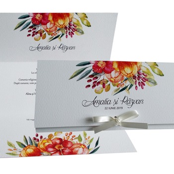 Invitatii nunta flori colorate Invitatii nunta flori colorate