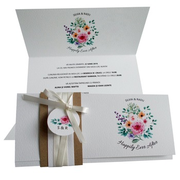Invitatii nunta flori multicolore Invitatii nunta flori multicolore