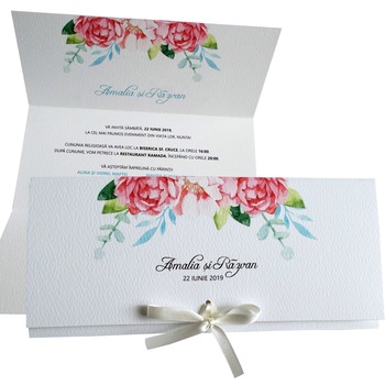 Invitatii nunta flori roz Invitatii nunta flori roz