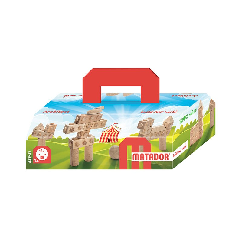 Set cuburi de constructie din lemn Architect 50, +1 an, Matador - eMAG.ro
