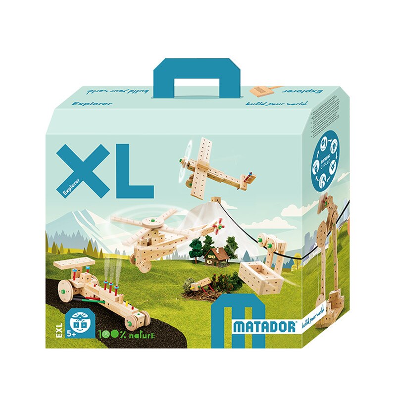 Set cuburi de constructie din lemn Explorer XL, +5 ani, Matador