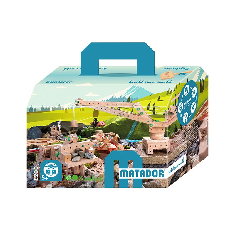Set cuburi de constructie din lemn Explorer 200, +5 ani, Matador
