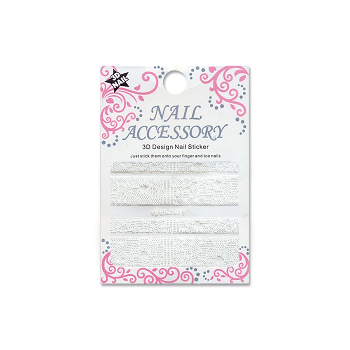 Decoratiuni cu efect acrilic 3D, MoonbasaNails, HBJY015-W, Model dantela, Alb