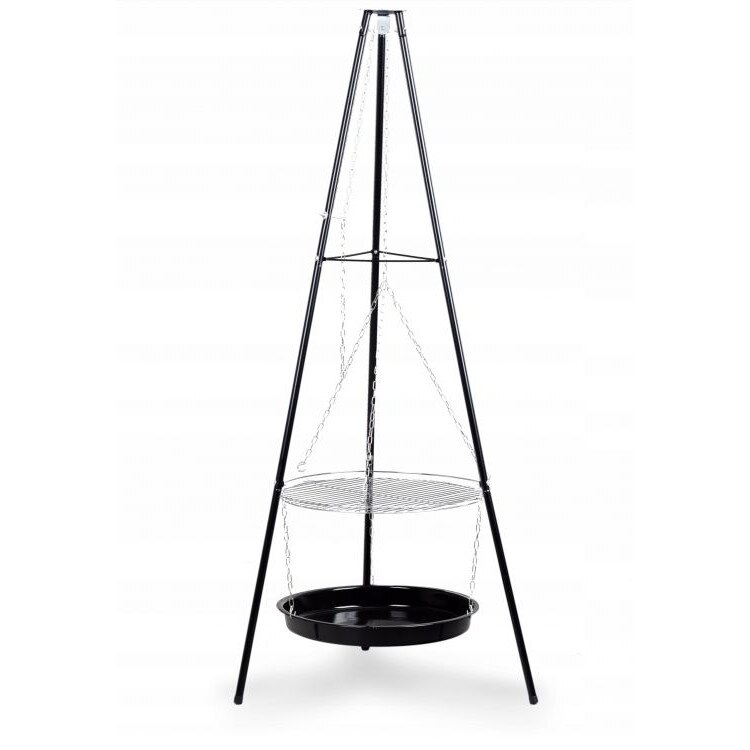 Gratar pentru gradina cu suport metalic, cromat cu diametrul 45 cm, 76x76x148cm