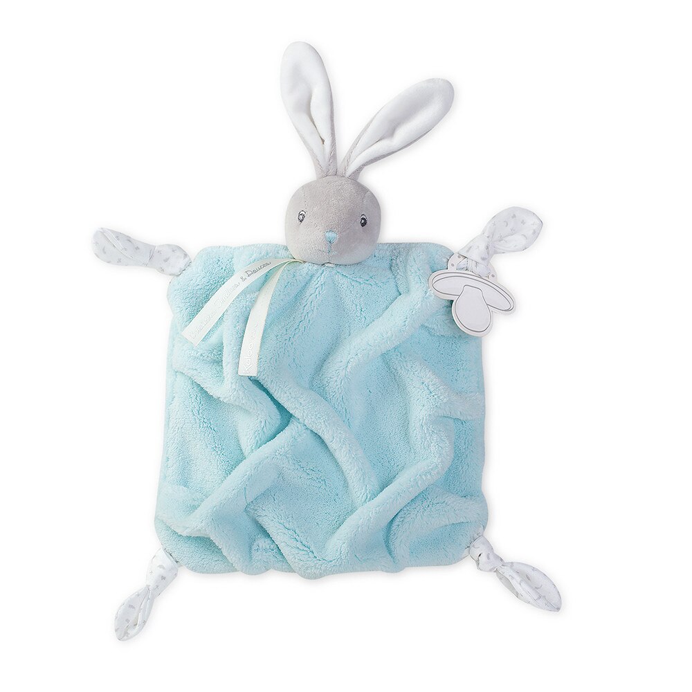 Patura de plus cu jucarie, Kaloo, iepuras, 20 cm, aqua