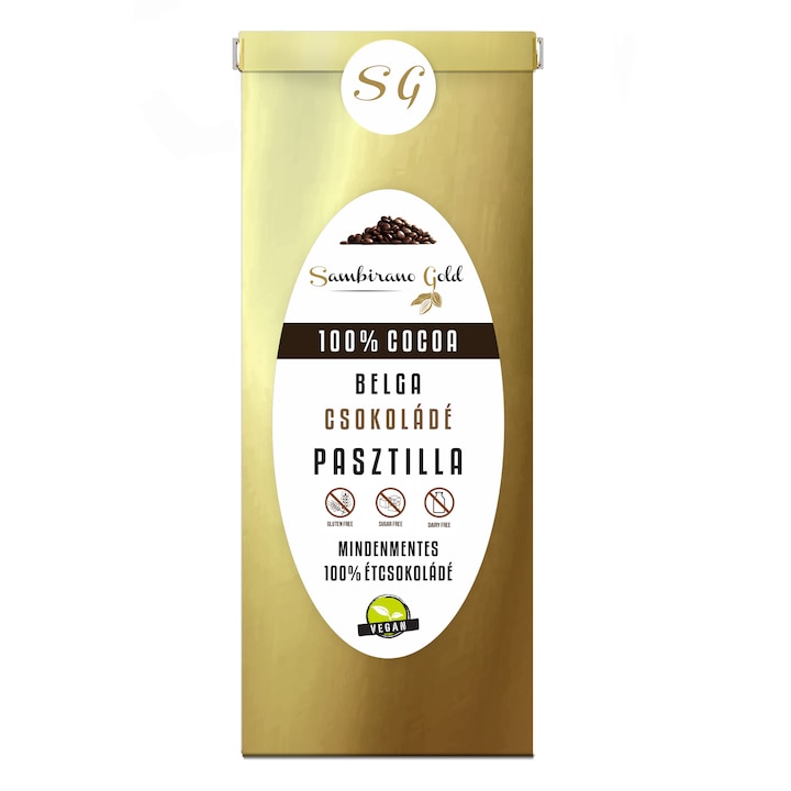 Sambirano Gold - 100% kakaótartalmú prémium belga étcsokoládé pasztilla - 250g