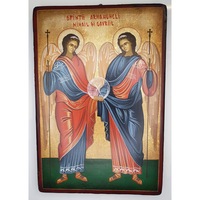 icoana pictata pe lemn sf arh mihail si gavriil artizanat opait 32x22cm imagen 25_0_
0