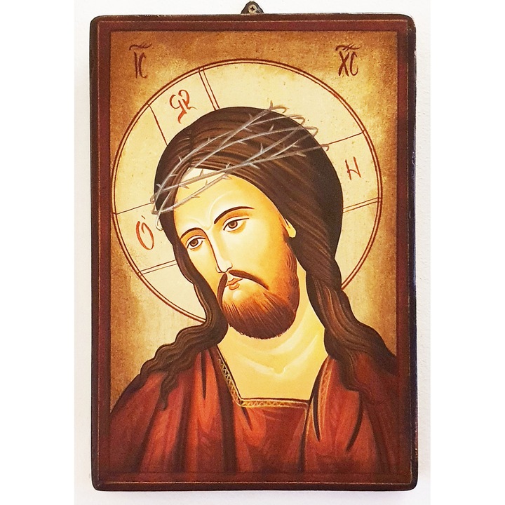 Fára festett ikon Jézus Krisztus 105, Opait Crafts, 14x10cm