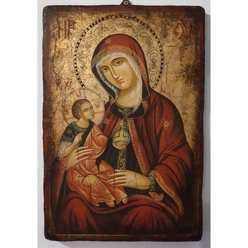 Icoana pictata pe lemn Bizantina Speciala Maica Domnului 5, Artizanat Opait, 14x10cm Icoana pictata pe lemn Bizantina Speciala Maica Domnului 5, Artizanat Opait, 14x10cm