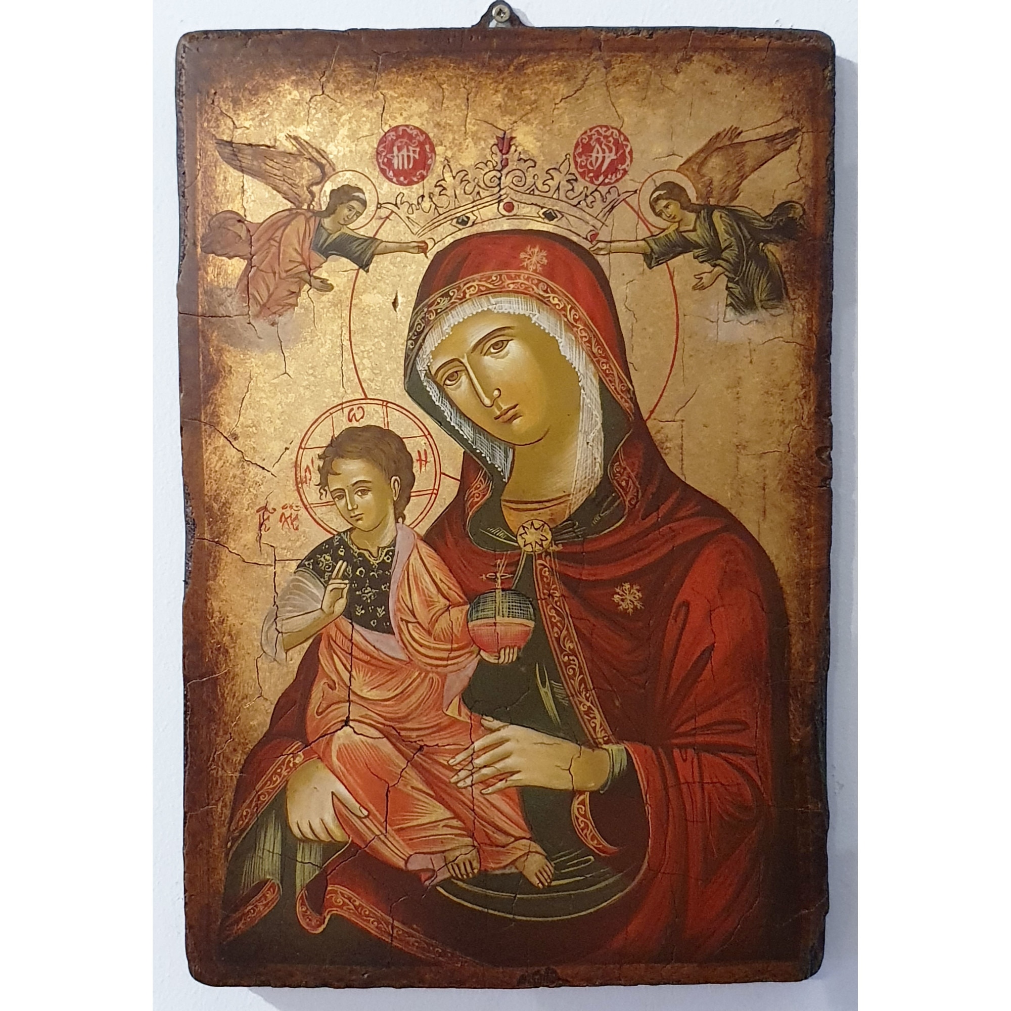 Icoana pictata pe lemn Bizantina Speciala Maica Domnului 3, Artizanat Opait, 14x10cm