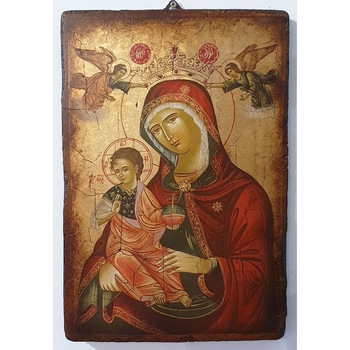 Icoana pictata pe lemn Bizantina Speciala Maica Domnului 3, Artizanat Opait, 14x10cm Icoana pictata pe lemn Bizantina Speciala Maica Domnului 3, Artizanat Opait, 14x10cm