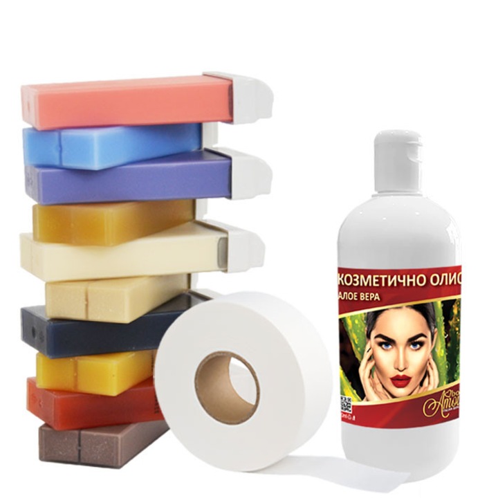 Професионален комплект за епилация с кола маска, REFILL, кола маска ролон, почистващо олио, лента за кола маска