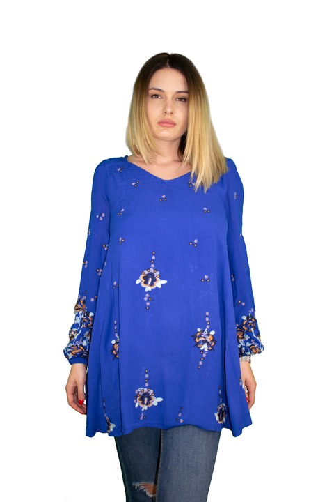 Rochie, broderie vaporoasa, Albastru, M