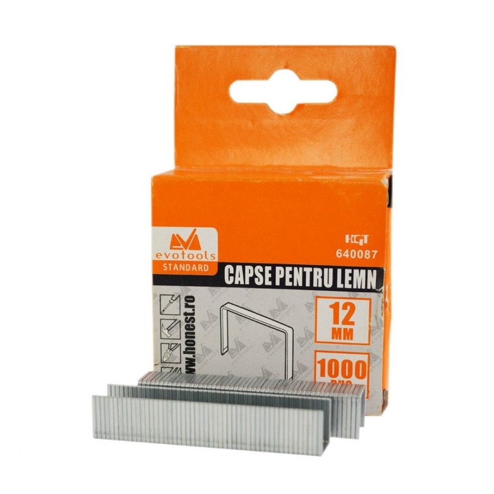 Capse capsator lemn 12x1.2 mm- 1000 buc Evotools