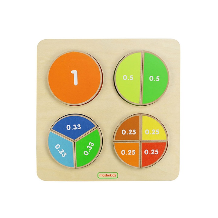 Puzzle Fractiile, din lemn, +3 ani, Masterkidz