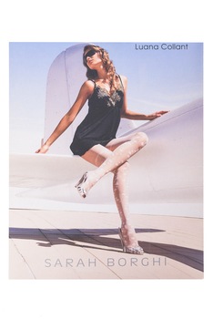 Dres subtire, cu model trifoi cu patru foi, Sarah Borghi, Negru Dres subtire, cu model trifoi cu patru foi, Sarah Borghi, Negru