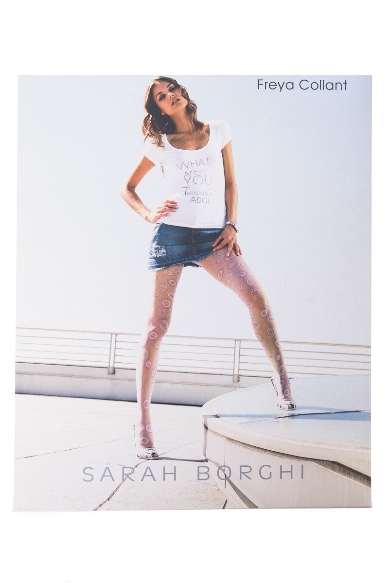 Dres subtire, cu model cercuri colorate, Sarah Borghi, Freya, Ivory