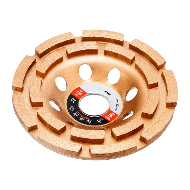 Disc diamantat pentru slefuit, 115 mm, doua randuri, MTX
