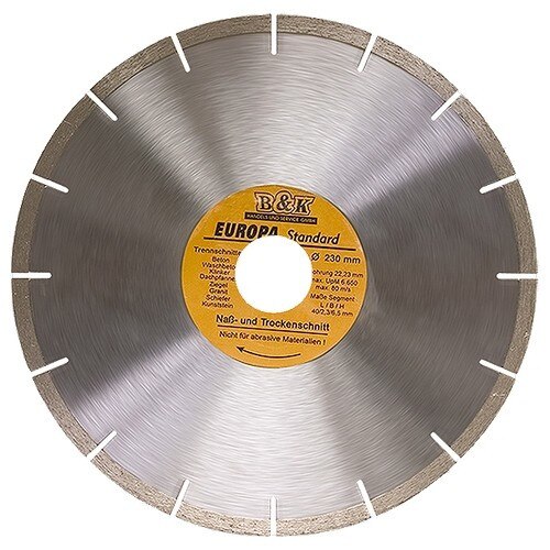 Disc diamantat pentru taiere uscata, segmentat, 230 x 22,2 mm, SPARTA