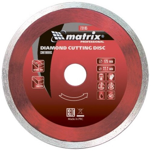 Disc diamantat pentru taiere umeda, muchie continua, 180 x 25,4 mm, MTX PREMIUM