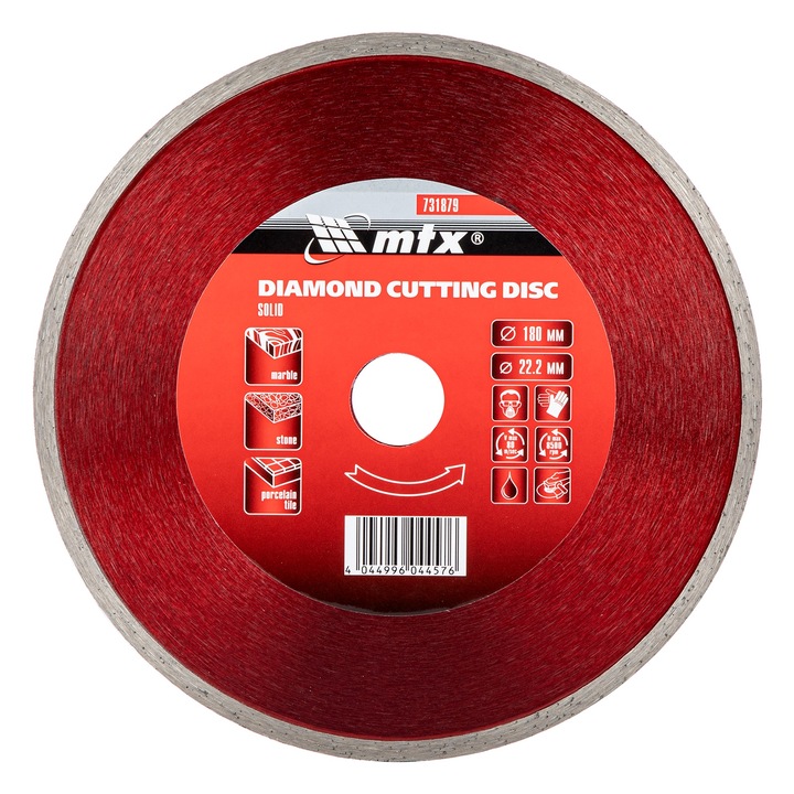 Disc diamantat pentru taiere umeda, muchie continua, 180 x 22,2 mm, MTX PREMIUM