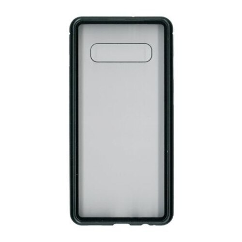 Husa Samsung Galaxy S10 - Cadru metalic cu magneti de prindere, spate din sticla securizata, neagra