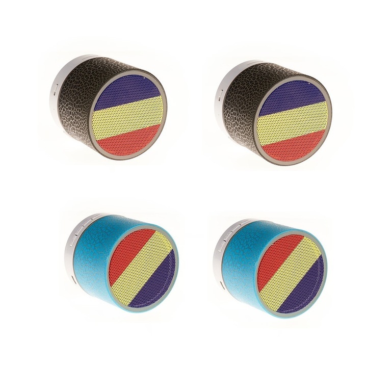 Set Promotional 4 x Boxa Portabila Centenar BT-85 Neagra + Albastra, Editie Limitata - Tricolorul Romaniei + Suport Universal de Birou Pentru Tablete sau Telefoane