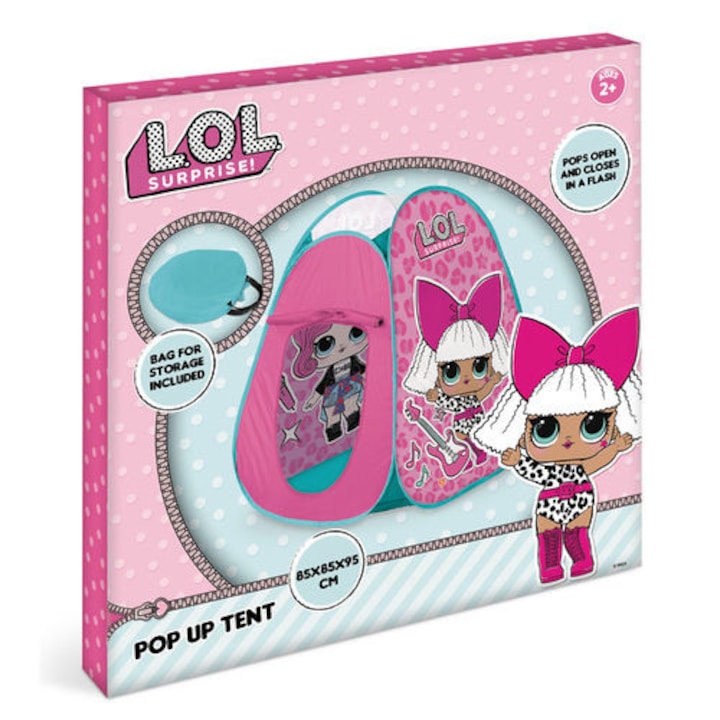 Mondo Lol Surprise Pop Up gyermek játszósátor, rózsaszín, kerek táskával, 85 x 85 x 95 cm