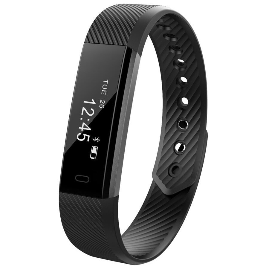 Bratara Fitness iUni ID115i Plus, Display OLED, Monitorizare puls, Bluetooth, Pedometru, Notificari, Android si iOS, Negru