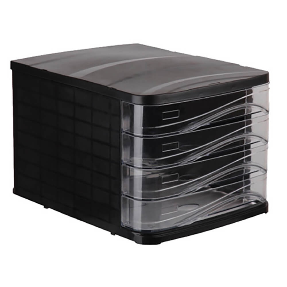 Suport documente birou cu 4 sertare, ARK, negru