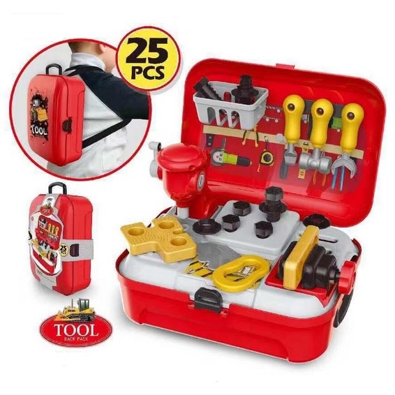 Set scule de joaca stil ghiozdan cu 25 de accesorii