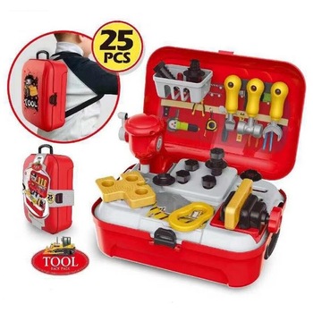 Set scule de joaca stil ghiozdan cu 25 de accesorii Set scule de joaca stil ghiozdan cu 25 de accesorii