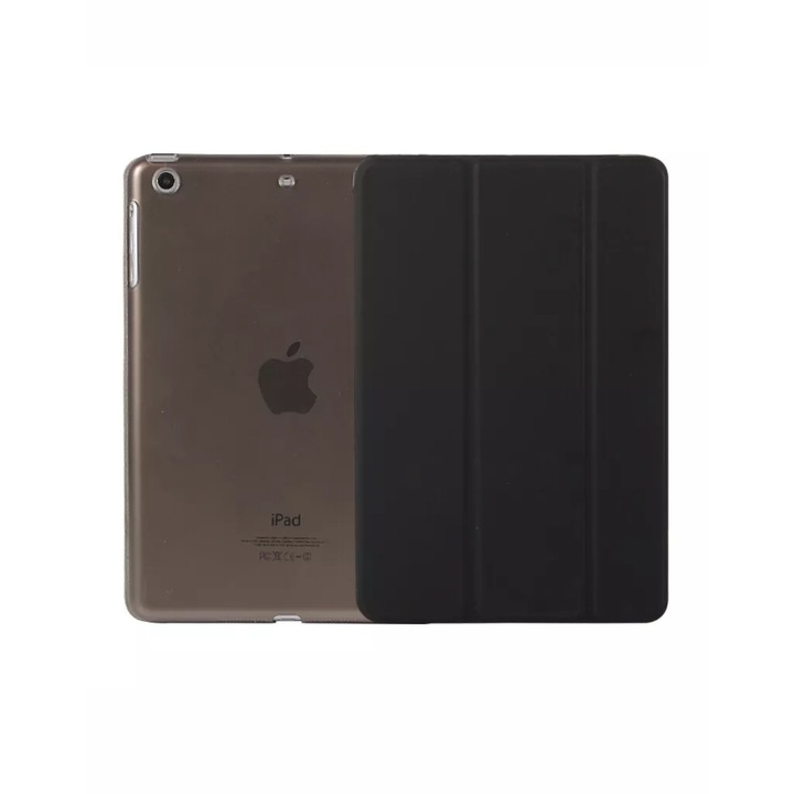 Husa Smart Cover compatibila cu Ipad Pro 12.9inch 2015-2017, inchidere magnetica, functie wake-sleep, Negru, 12.9"