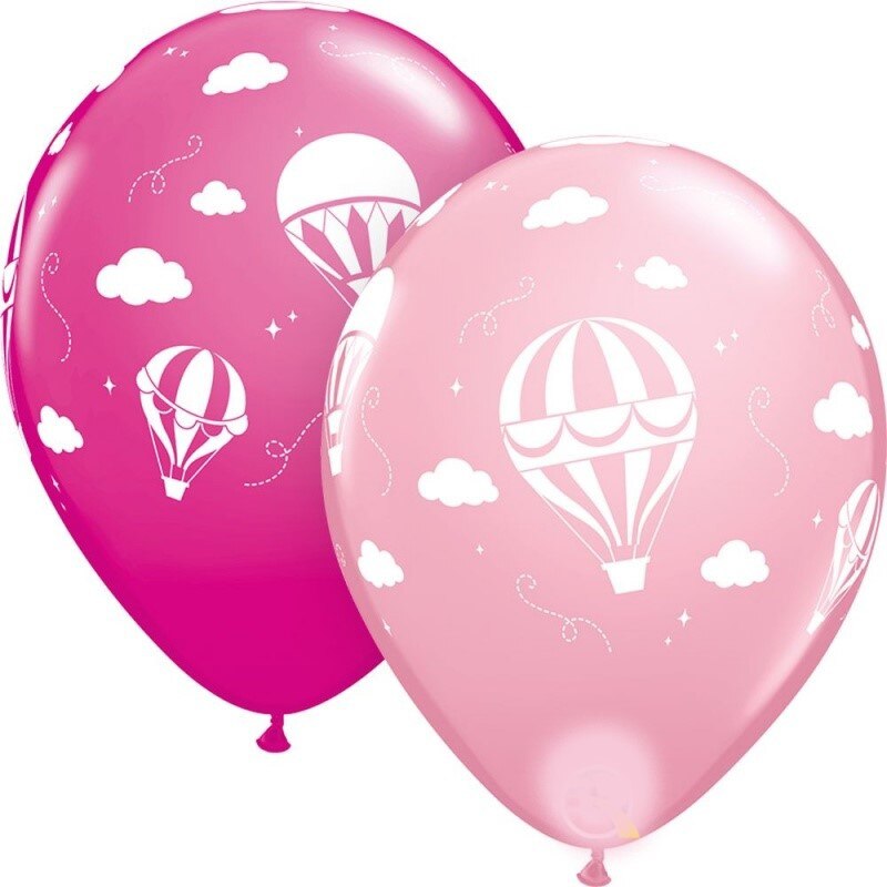 Baloane latex 11''/28 cm Pink Hot Air Balloons, Qualatex 86559, Set 10 buc