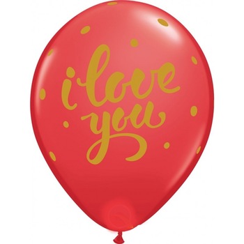 Baloane latex 11''/28 cm inscriptionate I Love You, Qualatex 90956, Set 10 buc Baloane latex 11''/28 cm inscriptionate I Love You, Qualatex 90956, Set 10 buc