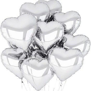 Balon folie inima, set 5 baloane, diametru 45 cm, culoare argintiu, It's Party Time Balon folie inima, set 5 baloane, diametru 45 cm, culoare argintiu, It's Party Time